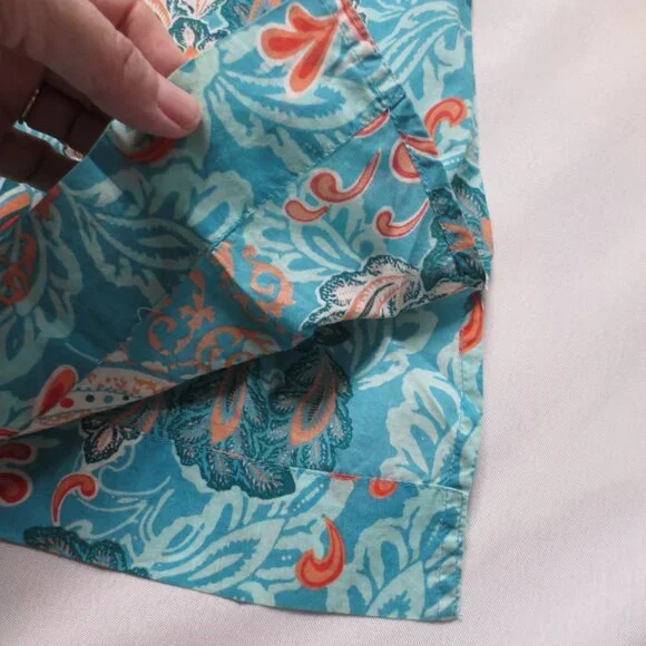 CHARTER CLUB womens TUNIC paisley EMBROIDERED metallic aqua CORAL SIZE 1X - Picture 8 of 8